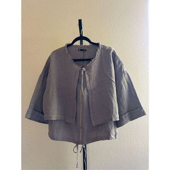 Revolve Krisa Los Angeles 100% Linen Jacket in Grey Size S - Picture 2 of 6